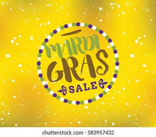 Mardi Gras background with text. Usable for greeting card, banner, gift packaging, promo. Fat tuesday, carnival