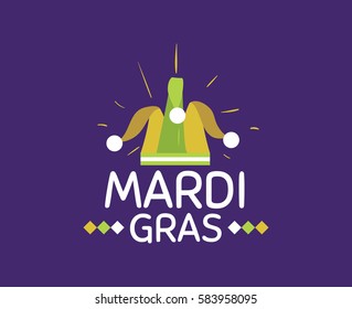 Mardi Gras background with text. Usable for greeting card, banner, gift packaging, promo. Fat tuesday, carnival