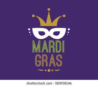 Mardi Gras background with text. Usable for greeting card, banner, gift packaging, promo. Fat tuesday, carnival