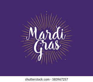 Mardi Gras background with text. Usable for greeting card, banner, gift packaging, promo. Fat tuesday, carnival