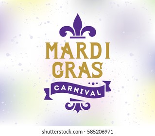 Mardi Gras background with text. Usable for greeting card, banner, gift packaging, promo. Fat tuesday, carnival