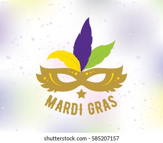 Mardi Gras background with text. Usable for greeting card, banner, gift packaging, promo. Fat tuesday, carnival