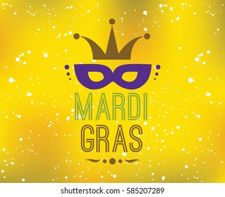 Mardi Gras background with text. Usable for greeting card, banner, gift packaging, promo. Fat tuesday, carnival