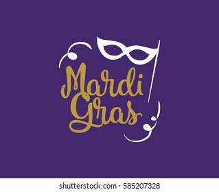 Mardi Gras background with text. Usable for greeting card, banner, gift packaging, promo. Fat tuesday, carnival