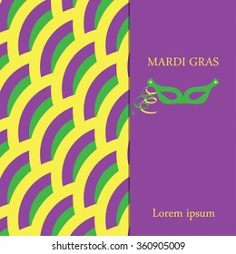 Mardi gras background.The yellow, purple and green background with space for text and mask.