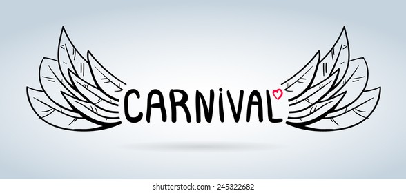 Mardi Gras banner with feathers