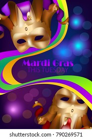 Mardi Gras banner with a masks