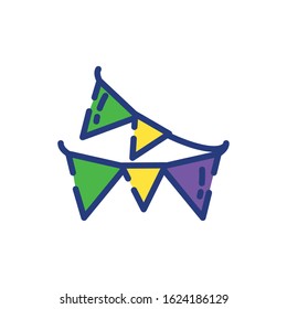 Mardi gras banner pennant design, Party carnival decoration celebration festival holiday fun new orleans and traditional theme Vector illustration