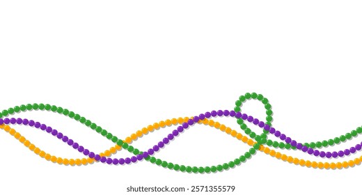 Mardi Gras Beads Background. Festive Mardi Border.