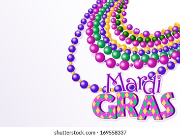 Mardi Gras Beads Background With Place For Text