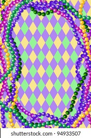 Mardi Gras Beads Background With Place For Text