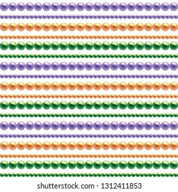 Mardi Gras beads decorative seamless pattern background. Fat tuesday carnival. Vector illustration