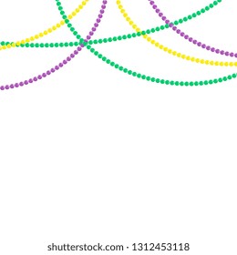 Mardi gras beads isolated on white background. Set for greeting card. Vector illustration