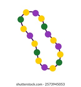 Mardi Gras Beads Necklace Icon. Festival carnival parade holiday party neck accessory. Isolated vector illustration