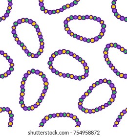 Mardi Gras beads seamless doodle pattern