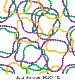 Mardi Gras beads seamless pattern.  Beads Necklace Decorative Background.