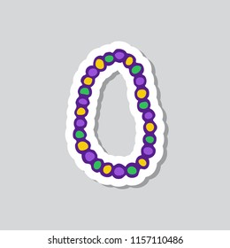 Mardi Gras beads sticker doodle icon