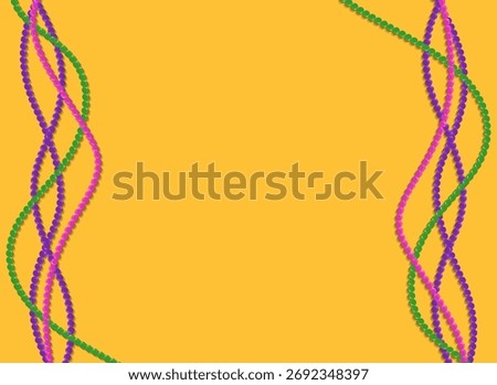 Mardi Gras Beads Template. Festive Horizontal Rectangle Frame Background. 