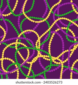 Mardi Gras beads vector seamless pattern