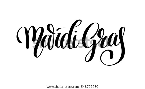 Mardi Gras Black White Calligraphic Lettering Stock Vector (Royalty ...