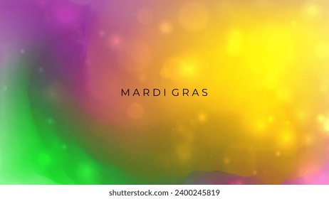 Mardi Gras blurred background. Glowing lights. Graphic template for Fat Tuesday holiday. Vector illustration.