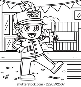 Mardi Gras Boy Marching Band Coloring Page 