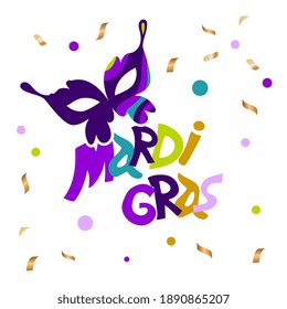 Mardi Gras. Brazilian Carnival. Postcard colorful banner. Vector illustration.