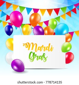 Mardi Gras Brochure Template.Celebration Greeting Card Backround. Vecor Illustration EPS10
