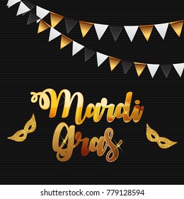 Mardi Gras Brochure Template.Celebration Greeting Card Backround. Vecor Illustration EPS10