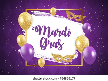 Mardi Gras Brochure Template.Celebration Greeting Card Backround. Vecor Illustration EPS10