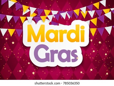 Mardi Gras Brochure Template.Celebration Greeting Card Backround. Vecor Illustration EPS10