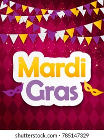 Mardi Gras Brochure Template.Celebration Greeting Card Backround. Vecor Illustration EPS10