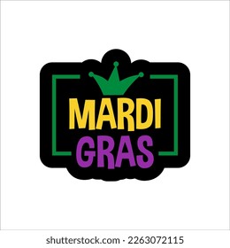 Mardi Gras calligraphic colorful. Fat or Shrove Tuesday celebration poster. Traditional carnival in New Orleans. Vector element of design for banner, flyer, party invitation.