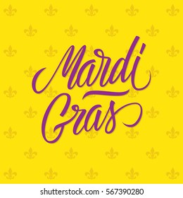 Mardi Gras calligraphic lettering design card template. Creative typography for holiday greetings. Vector illustration.
