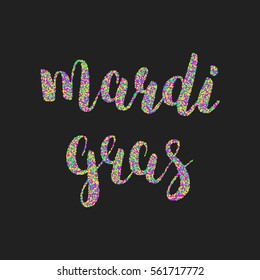 Mardi Gras calligraphic lettering. Fat Tuesday typography.