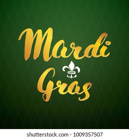 Mardi Gras Calligraphic Lettering. Typographic Greeting Card Design. Calligraphy Lettering for Holiday Greeting. Hand Drawn Lettering Text Vector illustration.