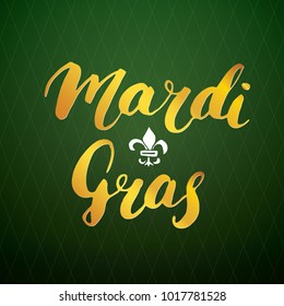 Mardi Gras Calligraphic Lettering. Typographic Greeting Card Design. Calligraphy Lettering for Holiday Greeting. Hand Drawn Lettering Text Vector illustration.