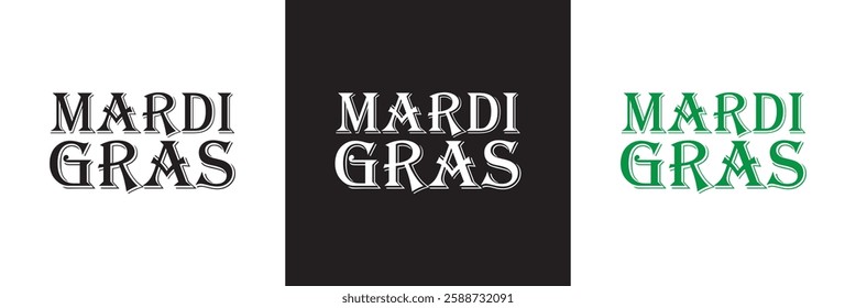 Mardi Gras calligraphy lettering poster. Carnival celebration design for banner, poster, card, print, flyer, menu. Space for text.   isolated on white and black background. Vector illustration. EPS 10