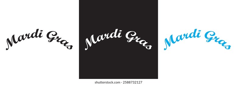 Mardi Gras calligraphy lettering poster. Carnival celebration design for banner, poster, card, print, flyer, menu. Space for text.   isolated on white and black background. Vector illustration. EPS 10