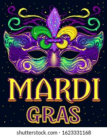 Mardi Gras card. Carnival. Mask. Poster