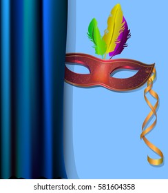 Mardi Gras card. Invitation to the carnival. Background for theater performances. Abstract. Vector.