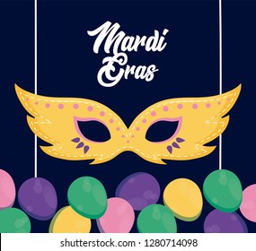 mardi gras card with mask