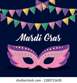 mardi gras card with mask
