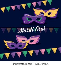 mardi gras card with masks