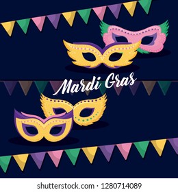 mardi gras card with masks