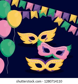 mardi gras card with masks