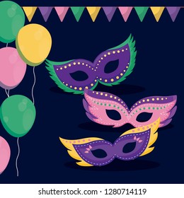 mardi gras card with masks