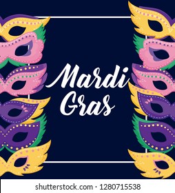 mardi gras card with masks