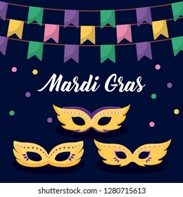 mardi gras card with masks