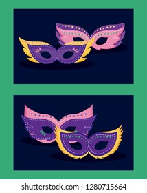 mardi gras card with masks